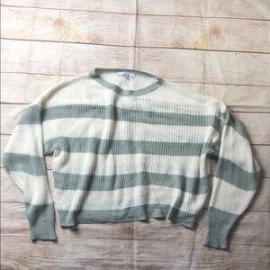Baltic Born Sage and Cream Striped Oversized Cropped Sweater